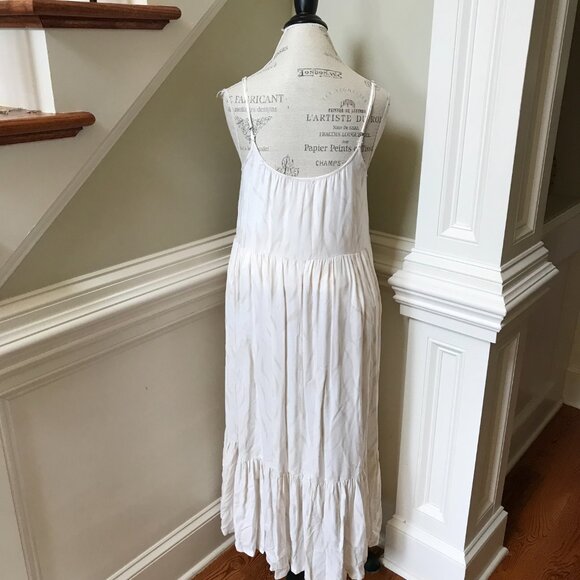 Z Supply Lido Slub Midi Maxi Dress Womens Medium Cream Ivory Sleeveless Tiered - Picture 12 of 15